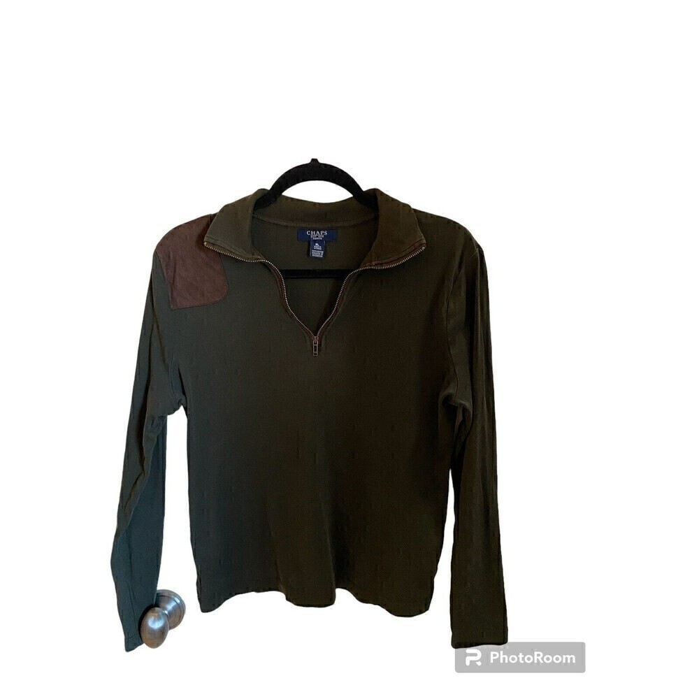 CHAPS Pullover Long Sleeve 1/4 Zip Shirt. Sz. PL Green